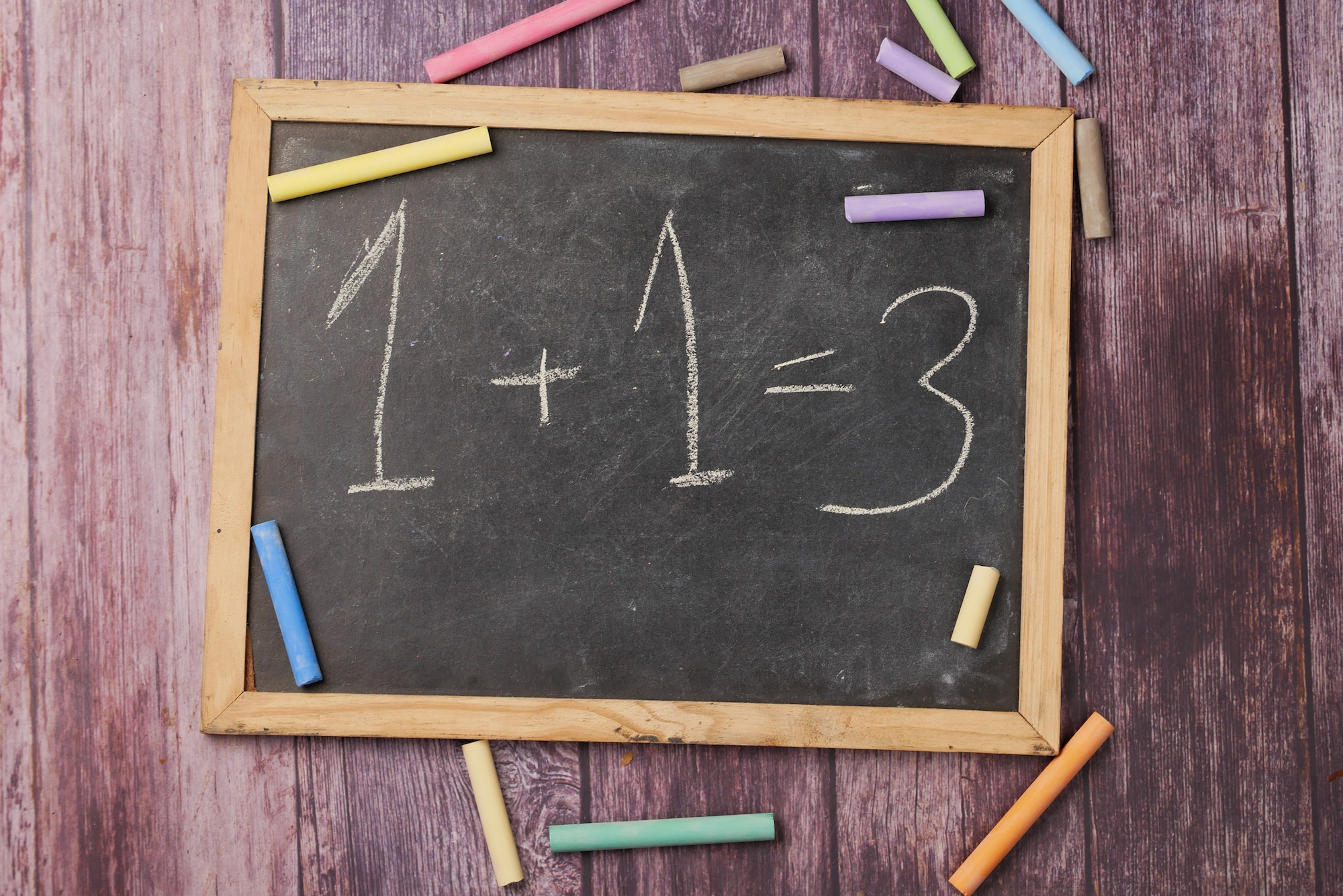 Mistake in math formula on chalkboard, education concept